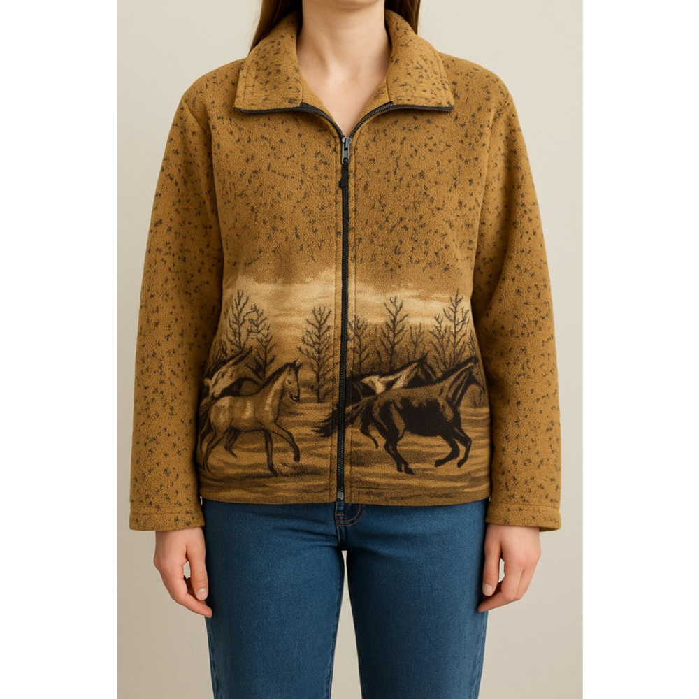 Rare Vintage Northern Lifestyles Canada Horse Fleece Jacket Women’s M zip up
